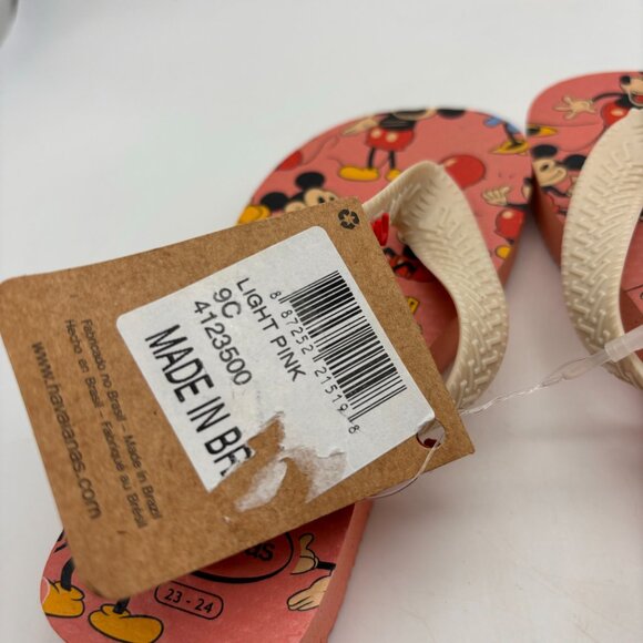 Havaianas Disney Retro Mickey & Minnie Print Toddler Flip Flops Pink Size 9C - Picture 9 of 13